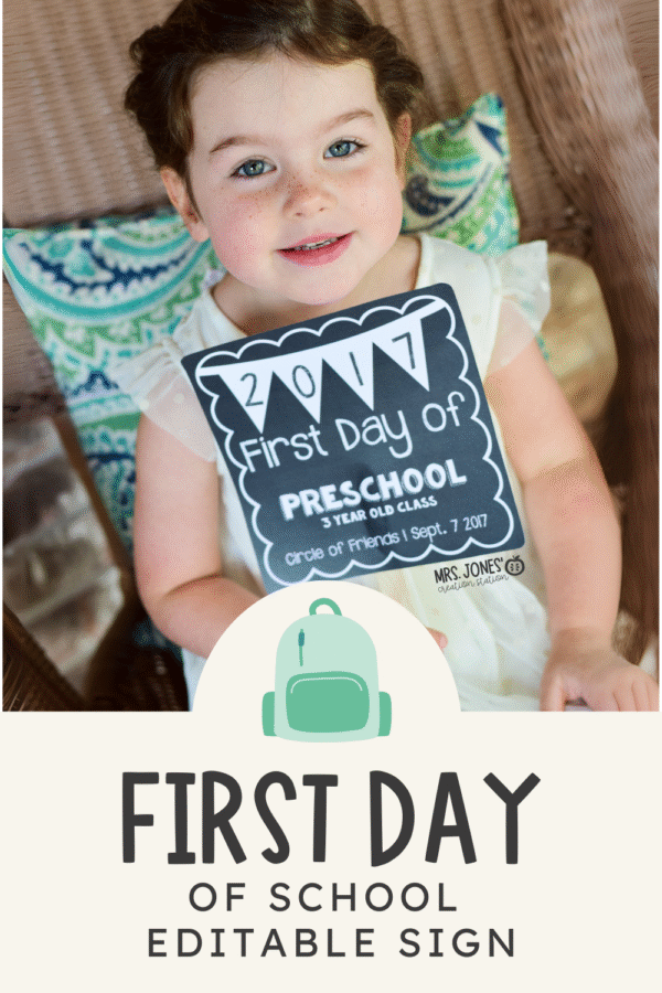 FREE FIRST DAY OF SCHOOL SIGN - Mrs. Jones Creation Station