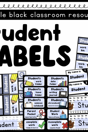 SIMPLE BLACK STUDENT LABELS