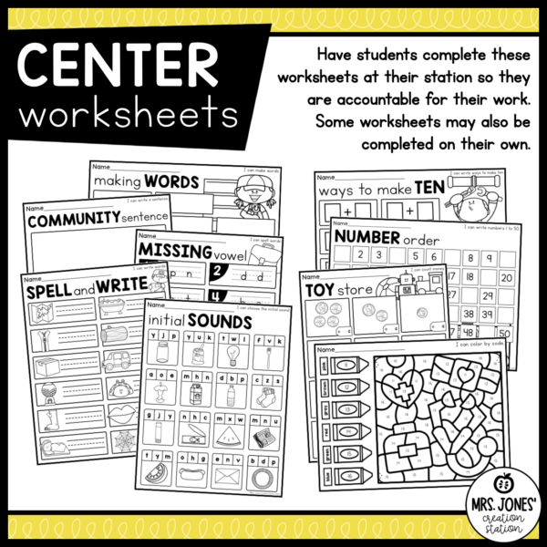 COMMUNITY HELPER LITERACY AND MATH CENTERS - Mrs. Jones Creation Station