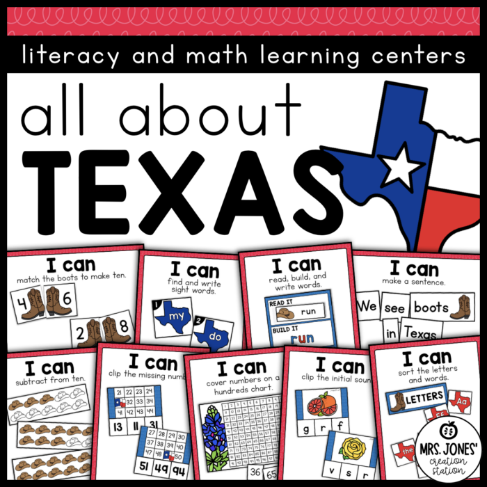 TEXAS LITERACY AND MATH CENTERS - Mrs. Jones Creation Station