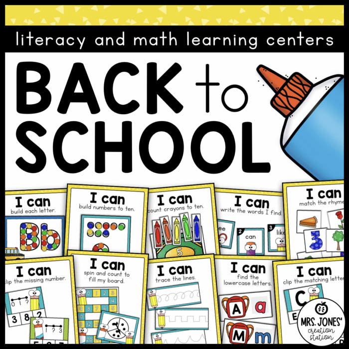 BACK TO SCHOOL CENTERS | LITERACY CENTERS | MATH CENTERS | PRE-K AND ...