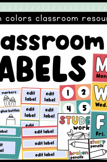 calm colors classroom supply labels