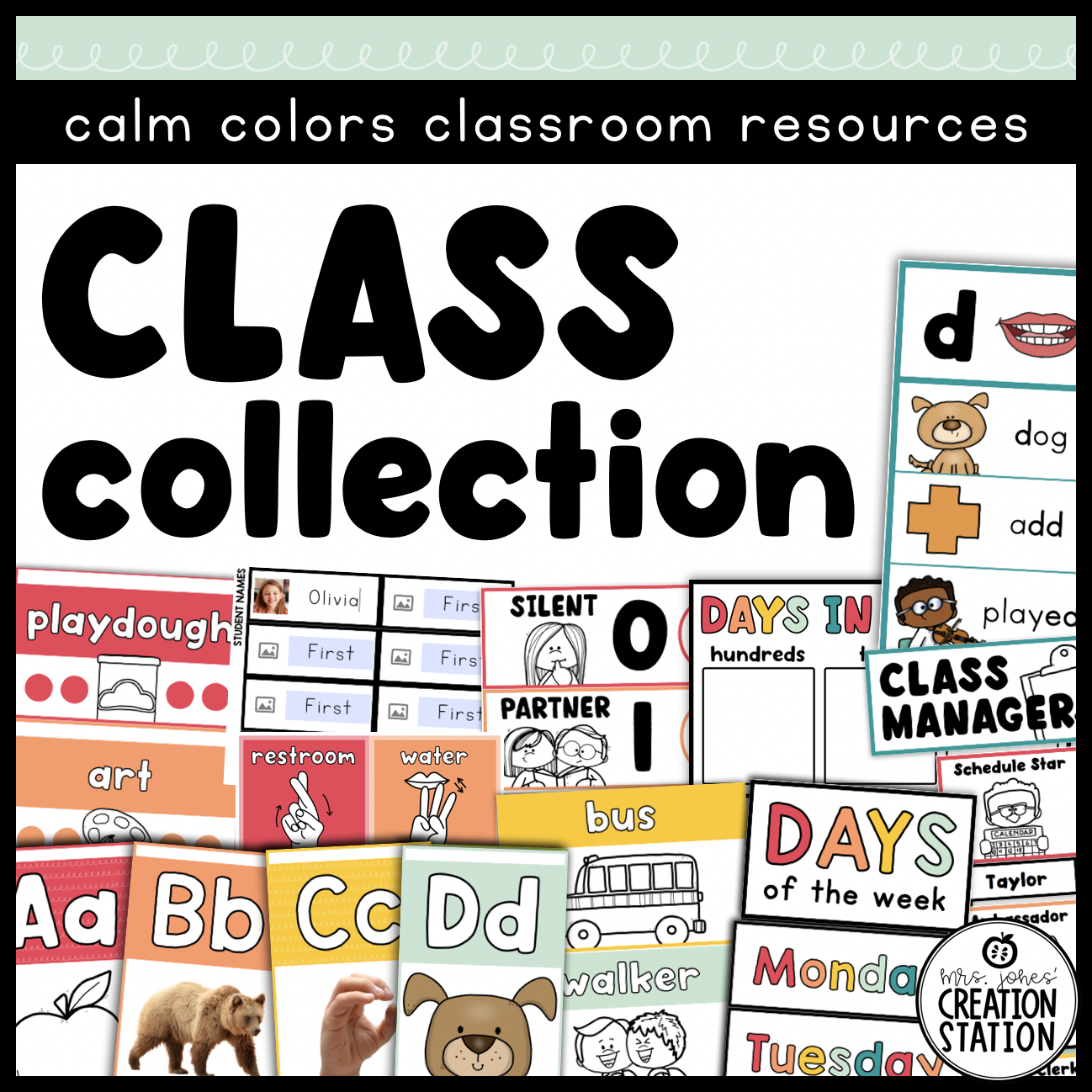Calm Colors Classroom Bundle | Decor, Organization, and Management