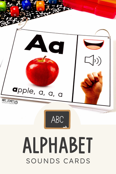 Kindergarten alphabet sound cards for teaching letter names and beginning sounds